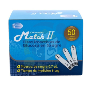 Tiras y Lancetas MATCH II , Caja X 50 Unds